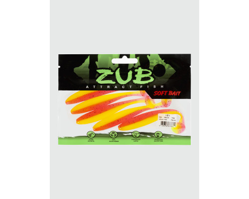 Приманка ZUB-IZI 140мм(5,5")-5шт, (цвет 023) розовый верх - желтый низ