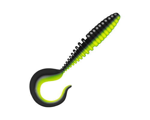 Приманка ZUB-TWIST  75мм(3")-6шт, (цвет 033) черный верх-желтый низ