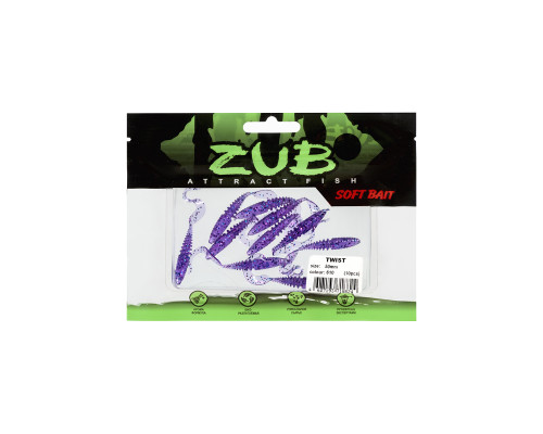 Приманка ZUB-TWIST  50мм(2")-10шт, (цвет 610) фиолетовый с блестками