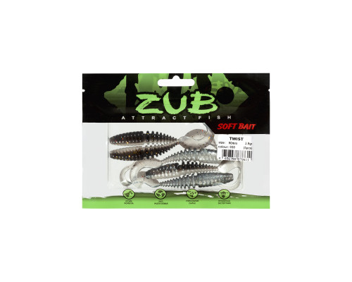 Приманка ZUB-TWIST  90мм(3,5")-5шт, (цвет 030) черный верх-натурал низ