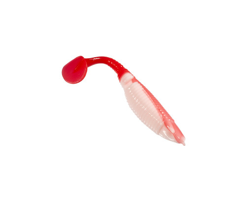 Приманка ZUB-WIBRA 90мм(3,5")-5шт, (цвет 010) белое тело-красный хвост