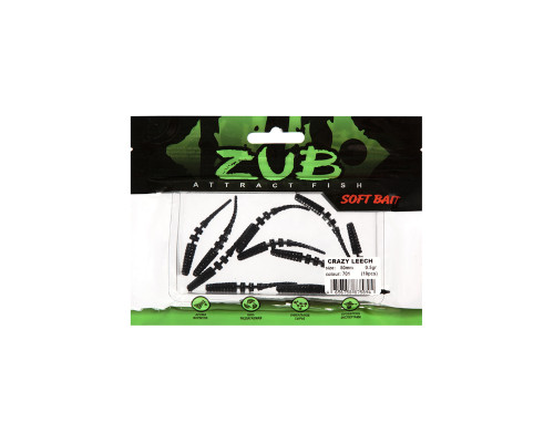 Приманка ZUB-CRAZY LEECH 50мм-10шт, (цвет 701) черный