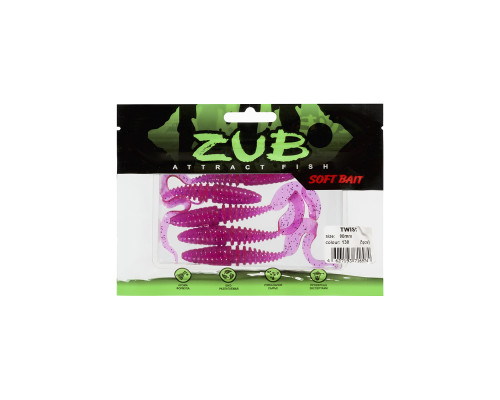 Приманка ZUB-TWIST  90мм(3,5")-5шт, (цвет 130) маджента с блестками