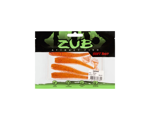 Приманка ZUB-SWING 99мм(4")-4шт, (цвет 250) морковный с блестками