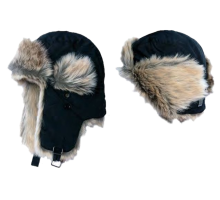 Шапка Alaskan с меховой отделкой черная (B346)