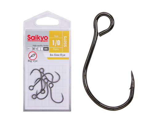 Крючки Saikyo SS075-BN IN-LINE EYE №1/0 (6 шт.)