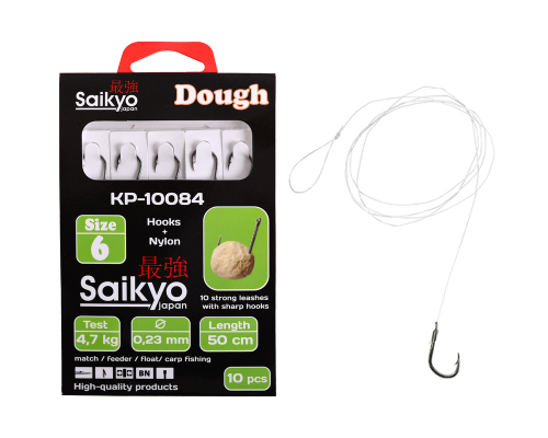 Крючки Saikyo KP-10084 Dough BN №6 (10шт) c повод.