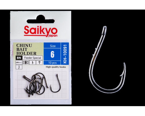 Крючки Saikyo KH-10091 BN CHINU BAIT HOLDER №6 (10 шт.)