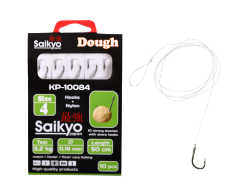 Крючки Saikyo KP-10084 Dough BN №4 (10шт) c повод.