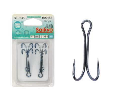 Крючки Saikyo двойн. KH-1145 №3/0 Blue (4шт)
