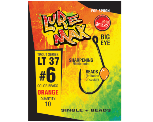 Крючки LureMax Trout LT37 # 6 Orange (10шт)