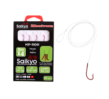 Крючки Saikyo KP-11011 Blloodworm Red №14 (10шт) c повод.