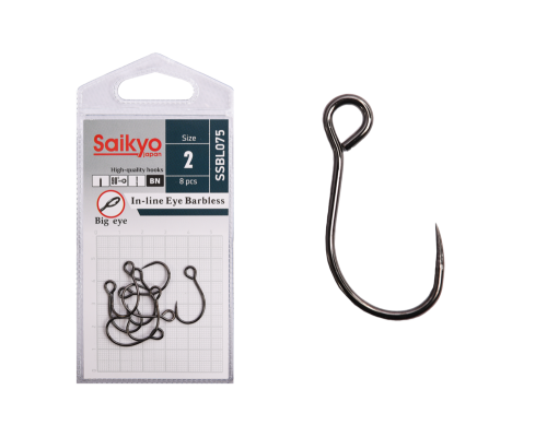 Крючки Saikyo SSBL075-BN IN-LINE EYE BARBLESS №2 (8 шт.)