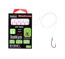 Крючки Saikyo KP-11011 Blloodworm Red №10 (10шт) c повод.