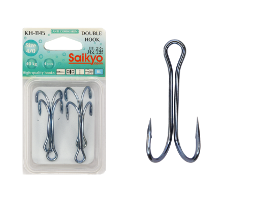 Крючки Saikyo двойн. KH-1145 №4/0 Blue (4шт)