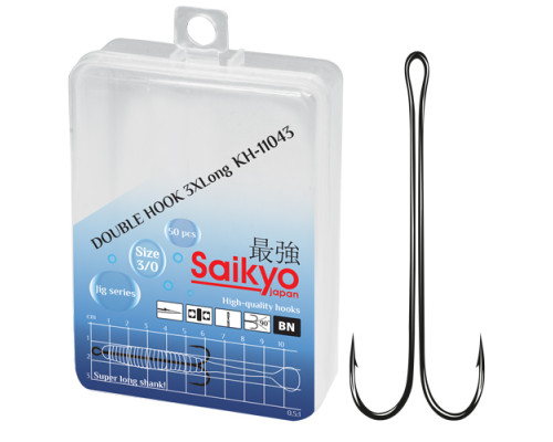 Крючки Saikyo двойн.Long Shank KH-11043 3XL BN №3/0 (50шт)
