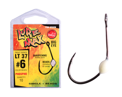 Крючки LureMax Trout LT37 # 6 Phospho (10шт)