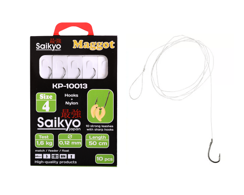 Крючки Saikyo KP-10013 Maggot BN №4 (10шт) c повод.