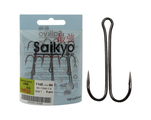 Крючки Saikyo двойн.Long Shank KH-11040 BN №3/0 (6шт)