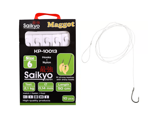 Крючки Saikyo KP-10013 Maggot BN №6 (10шт) c повод.