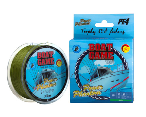 Шнур Power Phantom Boat, 300m, green #5 0,36мм, 33.1кг