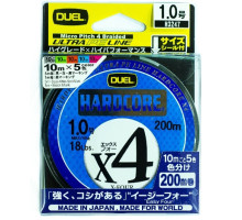 Пл.шн. Duel PE Hardcore X4 200m 5Color #1.0 (0.171мм) 8.0 кг.