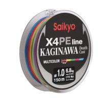 Шнур Saikyo KAGINAWA X4PE 150m, мультиколор #1 (0,165mm), 6,8kg