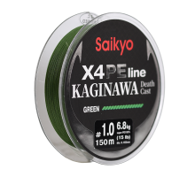 Шнур Saikyo KAGINAWA X4PE 150m, зеленый #1 (0,165mm), 6,8kg