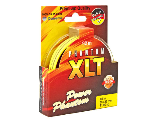 Шнур Power Phantom 4x, XLT, 92м, желтый, 0,08мм, 7,1кг