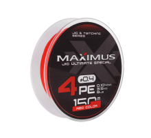 Шнур Maximus 4PE 150m, красн.-оранж./fluo #0.4 (0,104mm), 3,5kg
