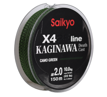 Шнур Saikyo KAGINAWA X4PE 150m, зеленый camo #2 (0,235mm), 10kg