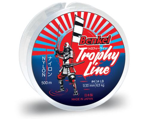 Леска Benkei Trophy Line 500m желтый fluo #5 (0,37mm), 10,4kg