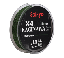Шнур Saikyo KAGINAWA X4PE 150m, зеленый camo #1 (0,165mm), 6,8kg