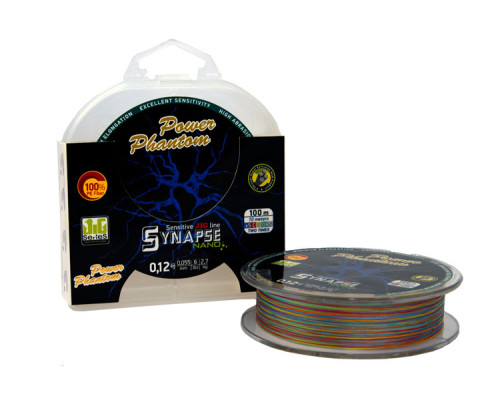 Шнур Power Phantom Synapse NANO PE 100m, multicolor #0,2 (4,2кг), 0,08mm