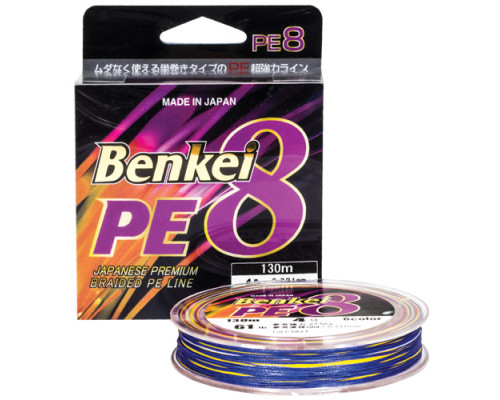 Шнур Benkei PE8, 130м, 6 цветов #3, 0,285мм, 23кг