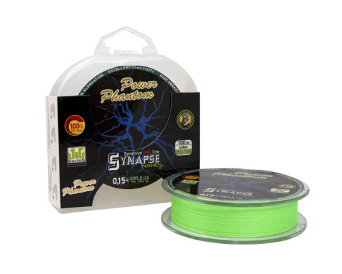 Шнур Power Phantom Synapse NANO PE 100m, fluo-green #0,15 (3,6кг), 0,065mm