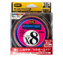 Пл.шн. Duel PE Hardcore X8 300m 5Color #3.0 (0.296мм) 23.0 кг.