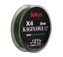 Шнур Saikyo KAGINAWA X4PE 150m, зеленый #1.5 (0,205mm), 9,1kg