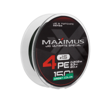 Шнур Maximus 4PE 150m, зеленый #1.5 (0,202mm), 9,3kg