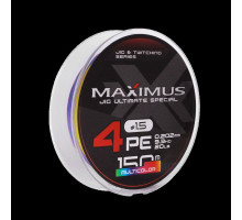 Шнур Maximus 4PE 150m, мультиколор #1.5 (0,202mm), 9,3kg
