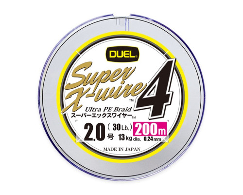 Пл.шн. Duel PE Super X-Wire 4 200m 5Color-Yellow Marking #1,2 (0,19мм) 9,0kg