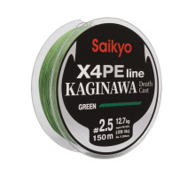 Шнур Saikyo KAGINAWA X4PE 150m, зеленый #2.5 (0,26mm), 12,7kg