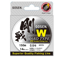 Шнур Gosen W 4 braid Hard Type 150м Moss Green #1.2 (0,187мм) 11,4кг.