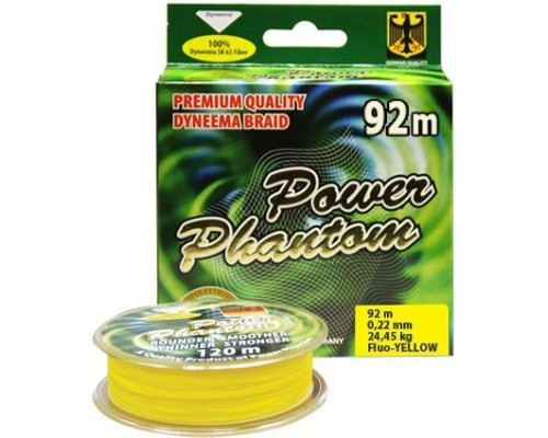 Шнур Power Phantom 4x, 92м, желтый, 0,08мм, 7,25кг