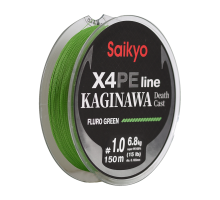 Шнур Saikyo KAGINAWA X4PE 150m, зеленый fluo #1 (0,165mm), 6,8kg