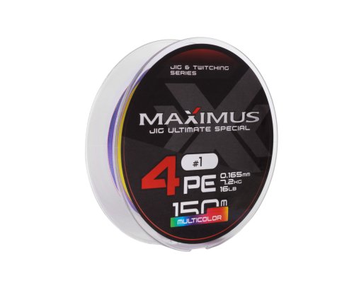 Шнур Maximus 4PE 150m, мультиколор #1 (0,165mm), 7,2kg