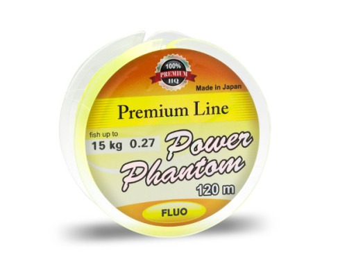 Леска Power Phantom Premium Line FLUO YELLOW 120m 0,27mm