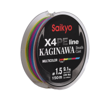 Шнур Saikyo KAGINAWA X4PE 150m, мультиколор #1.5 (0,205mm), 9,1kg