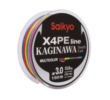 Шнур Saikyo KAGINAWA X4PE 150m, мультиколор #3 (0,285mm), 13,6kg