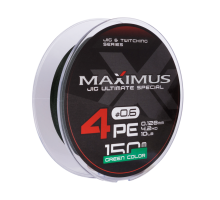 Шнур Maximus 4PE 150m, зеленый #0.6 (0,128mm), 4,2kg